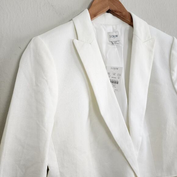 NEW J. Crew Linen Blend One Button Women's White Blazer - Picture 10 of 12